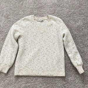 LOFT Speckled Cream Knit Sweater